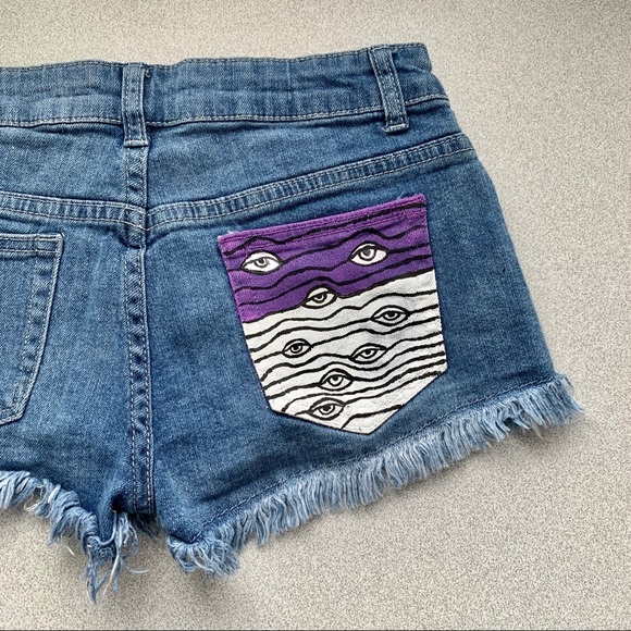 painted denim shorts